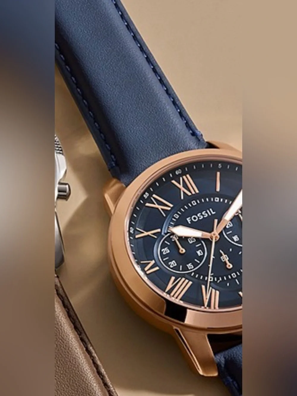 Grant Chronograph Navy Leather Watch